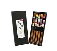 Exzact bambou baguettes set 5 paires japonais style coffret cadeau Ukiyo-e