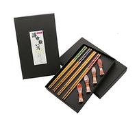 EXZACT bambou coffret de baguettes 4 paires avec 4 bois supports coffret