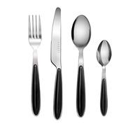 EXZACT Couleur Couverts en inox - 16 Pièces: 4 x Fourchettes, 4 x Couteaux, 4 x Cuillères, 4 x Cuillère à café (EX07 Noir x 16)