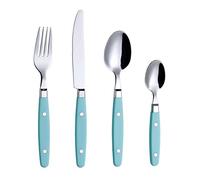 Exzact Couverts 24 pièces en INOX - avec poignées Artisanales à Rivets/Couverts de Style rétro - 6 x fourchettes, 6 x Couteaux, 6 x cuillères de Table, 6 x cuillères à thé (Turquoise)