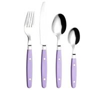 Exzact Couverts 24 pièces en INOX - avec poignées Artisanales à Rivets/Couverts de Style rétro - 6 x fourchettes, 6 x Couteaux, 6 x cuillères de Table, 6 x cuillères à thé (Noir)