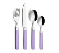 EXZACT Couverts en Inox 16 PIÈCES/Coutellerie - acier inoxydable avec poignées de couleurs - 4 x Fourchettes, 4 x Couteaux, 4 x Cuillères, 4 x Cuillère à café (Gris)