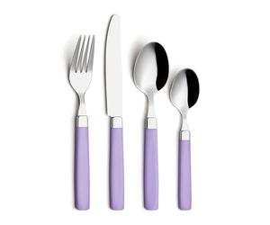 EXZACT Couverts en Inox 16 PIÈCES/Coutellerie - acier inoxydable avec poignées de couleurs - 4 x Fourchettes, 4 x Couteaux, 4 x Cuillères, 4 x Cuillère à café (Gris)