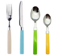 EXZACT Couverts en Inox/Coutellerie - 24 PIÈCES - acier inoxydable avec poignées de couleurs - 6 x Fourchettes, 6 x Couteaux, 6 x Cuillères, 6 x Cuillère à café (EX23 Couleur mixte)