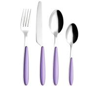EXZACT - Ensemble de couverts 24 pièces en acier inoxydable avec manches colorés - EX07 (Lilas x 24)
