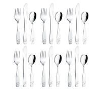 Exzact Lot de 18 couverts en acier inoxydable pour enfants - 6 fourchettes, 6 couteaux de table sûrs, 6 cuillères à soupe (océan x 18)