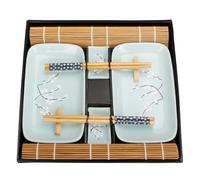 Exzact service à sushi 10 pièces porcelaine assiettes coupelles bambou