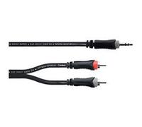 Adaptateur Y Cordial 14856 Jack / Cinch-RCA audio [1x Jack mâle 3.5 mm - 2x Cinch-RCA mâle] 3 m noir gaine en PVC, câble jumelé