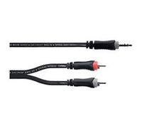 Adaptateur Y Cordial 14857 Jack / Cinch-RCA audio [1x Jack mâle 3.5 mm - 2x Cinch-RCA mâle] 5 m noir gaine en PVC, câble jumelé