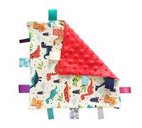 Eyand NO Crinkle son bébé Comfort taggie Couverture, Mini couverture bébé pour bébé, Dinosaures Red Tag texturé Underside