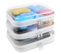 EYAYEN Lot de 3 boîtes de rangement transparentes à coque rigide avec fermeture éclair pour petits articles, sacs de rangement étanches pour produits de toilette de voyage, blanc, 8"x 6.3"x 2"