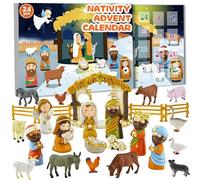 Eyccier Calendrier de l'Avent Nativity 24 Jours Counom de Noël Resin Nativité Nativité pour Les Enfants Calendrier de l'avant-Cadeau de Noël 2024 ..