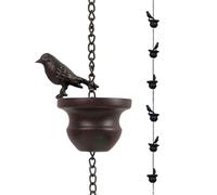Eyccier Chaînes de Pluie pour gouttières 31, 5 Oiseaux et Tasses Catcher de Pluie accroché Une chaîne Recettes en métal décorative pour Les Descente, détourner l'eau...