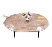 Eyccier Coup de Nappe à Ajustement Ovale avec Protecteur de Table en Plastique élastique et imperméable à l'huile, Nappe en Plastique Facile Nettoyer pour Table Ovale 48x68 Pouces...