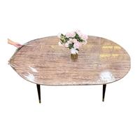 Eyccier Coup de Nappe à Ajustement Ovale avec Protecteur de Table en Plastique élastique et imperméable à l'huile, Nappe en Plastique Facile Nettoyer pour Table Ovale 48x68 Pouces...