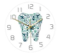Eyccier Horloge Murale, Dentiste Dentaire Horloge Moderne décorative, Batterie à Pile, décor Mural Rond Silencieux pour décoration de Bureau du département Dentaire.