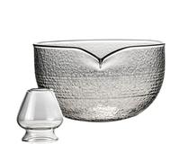 Eyccier Matcha Bowl avec bec, tasse de matcha en texture claire avec porte-fouet, bol en verre pour la maison, salon de thé...