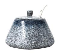 Eyccier Sugar Bowl avec couvercle et cuillère, récipient de sucre en céramique de 430 ml, pot sel style japonais sans glissement pour comptoir cuisine, barre café...