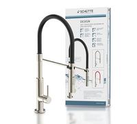 eyckhaus Schütte 23138 Mitigeur d'évier Design Soft Touch Aspect INOX Rouge, Chrome/Noir