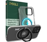 EYDELE Coque MagRing pour iPhone 14 Pro Max [ Support 360° Compatible avec MagSafe ] Case Hybride magnétique - Dos Rigide & Cadre Silicone Transparent