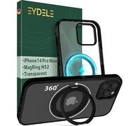 EYDELE Coque MagRing pour iPhone 14 Pro Max [ Support 360° Compatible avec MagSafe ] Case Hybride magnétique - Dos Rigide & Cadre Silicone Noir