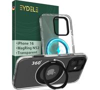 EYDELE Coque MagRing pour iPhone 16 [ Support 360° Compatible avec MagSafe ] Case Hybride magnétique - Dos Rigide & Cadre Silicone Transparent