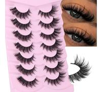 EYDEVRO Lot de 7 paires de cils artificiels - Yeux de chat mouillés - Fausse fourrure de vison - Wispy Fairy Manga - Bandes naturelles