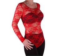 Eye Catch - Body Stretch Dentelle a Motif Floral Manches Longues col Rond- Femme