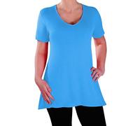 Eye Catch - Delphine Col en V Aux Femmes Plus Taille Tops Manche Courte Décontractée Dames Long Évasée T-Shirt Tunique Tops