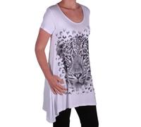 Eye Catch Plus - T Shirt Manches Courtes drapé Tigre Brillant - Femme - Plusieurs Tailles et Couleurs