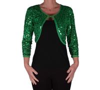 Eye Catch - Scarlett Paillette Mousseline De Soie Longue Manche Haut Boléro Haussement D'Épaules Cardigan (Medium, Vert)