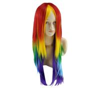 Eye-catching Look: Get ready to turn heads with this Rainbow Design wig. Fe