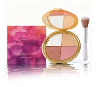 Eye & Cheek Palette, Palette Blush, Enlumineurs Et Illuminateurs, 4-Shade Highlighting & Blush Makeup Palettes with Silky Blendable Texture, Long-Lasting Glow, Portable Face Palettes with Makeup Brush