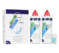 EYE DISCOVER Solution au Peroxyde pour Lentilles de Contact - Nettoyage en Profondeur & Désinfection sans Conservateurs - Idéale pour Yeux Sensibles - 2 x 350 ml + 90 Comprimés Neutralisants avec Étui