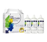 EYE DISCOVER, Solution Lentilles de Contact Souples, Liquide Lentilles Moltifonction, Désinfecte, Nettoie, Elimine les Protéines, Humidifie et Rince, 3 flacons de 360 ml et 2 Etui à Lentilles