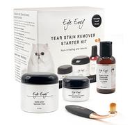 Eye Envy Kit pour enlever les taches de larmes des chats de démarrage avec pinceau ProPowder-Solution de teinture,tampons applicateurs, poudre de teinture et petit pinceau applicateur-Dure 30-45 jours