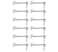 Eye Hook Latch - 12 Pieces Heavy Duty Stainless Steel Set, Spring Tension Locking Hardware, Resistant Construction | Practical Security Hardware For Bathroom, Shed, Pool, Gate, Spa, Cabinet