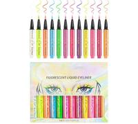 Eye Liner Néon, Eye Liner Liquide,Eye Liner à paillettes colorées longue durée - Ensemble de eye-liner liquide néon UV 12 couleurs, kit de maquillage d'accessoires de festival pour la peinture du visa