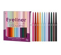 Eye Liner Set - Waterproof Matte Liquid Eye Liner, Multifunctional Color Painting Cosmetic Tool, 12 Colors Retractable Waterproof Colored Lip Liners For Women, Makeup Kit For, Long Last