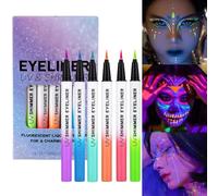 Eye-liners Fluorescents,Peinture pour Visage Lumineuse dans le Noir pour - Stylo de Maquillage à Longue Durée Hautement Pigmenté en Gel Naturel pour Danse Soirée Performance Live Fête et Usage