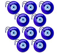 Eye Pendant Charms, 10-Pieces Evil Eye Keychain Set for Protection or Off Negativity, Charm Pendant with Easy-Hanging Function, Glass Souvenir for Car and Bag, Mediterranean Blue Glass, 1.57inch