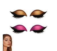 Eye Shadow Eyelash Patch,3-in-1 Self-Adhesive Reusable Fast Eye Makeup Stickers with False Lashes,Shadow,Natural Waterproof Colorful Eyelid Line Shapes,for Prom,Party (A)