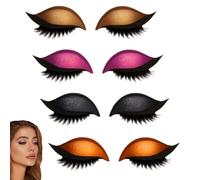 Eye Shadow Eyelash Patch,3-in-1 Self-Adhesive Reusable Fast Eye Makeup Stickers with False Lashes,Shadow,Natural Waterproof Colorful Eyelid Line Shapes,for Prom,Party (E)