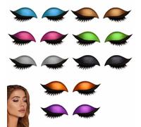 Eye Shadow Eyelash Patch,3-in-1 Self-Adhesive Reusable Fast Eye Makeup Stickers with False Lashes,Shadow,Natural Waterproof Colorful Eyelid Line Shapes,for Prom,Party (G)