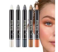 Eye Shadow Pencil Set, 5-Piece Shimmer Eye Shadows Crayon Set, 11.8cm/4.65 Inches Glittery and Shimmering Effects: Long Waterproof Matte Cream, Glittery Makeup Stick for Beauty
