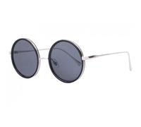 -Eye Wear-Grandes Lunettes Soleil Rondes Noires Monture Argent homme femme Olky - Noir