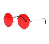 -Eye Wear-Lunettes soleil rondes rouges et dorees Fashion Odala - Rouge