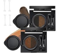 Eyebrow & Eyeliner Cream with Stamp, 2 in 1 Waterproof Brow Powder,Multi-functional Double-Headed Eyeliner Stamp, Eyebrow Stencil Kit for Women,Air Cushion Eyebrow Cream (Gray+Brown)
