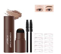 Eyebrow Stamp, Pochoir Sourcils, Ensemble De Pochoir Sourcils, Tampon à Sourcils, Kit Tampon Sourcil, 10 Ensembles De Pochoirs à Sourcils Réutilisables, 2 Pinceaux à Crayons à Sourcils, Marron Foncé