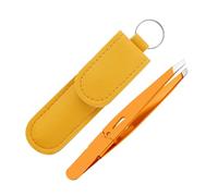 Eyebrow Tweezers - Precision Slanted Tip With Stainless Steel Build, Accurate Plucking, Grooming Tool For Beauty Lovers For Brow Lash Face Care, Travel Size Black Matte Finish